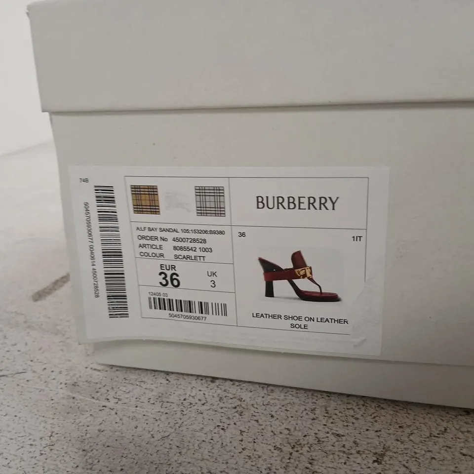 BURBERRY RED LEATHER SANDALS – UK 3 (EU 36)