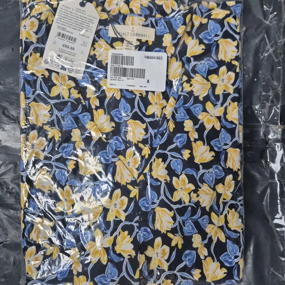 SEALED SEASALT CORNWALL AVA DRESS IN BLACK/BLUE/YELLOW SIZE UK 14