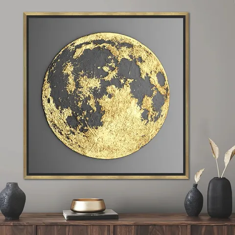 MOON ABSTRACT 3D WALL ART - LARGE MODERN MINIMALIST CANVAS PRINT