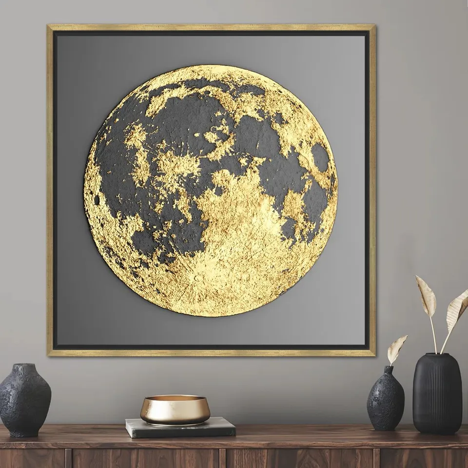 MOON ABSTRACT 3D WALL ART - LARGE MODERN MINIMALIST CANVAS PRINT