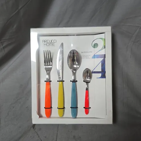 ARCUCCI HOME 24-PIECE CUTLERY SET WITH NEON HANDLES – BOXED