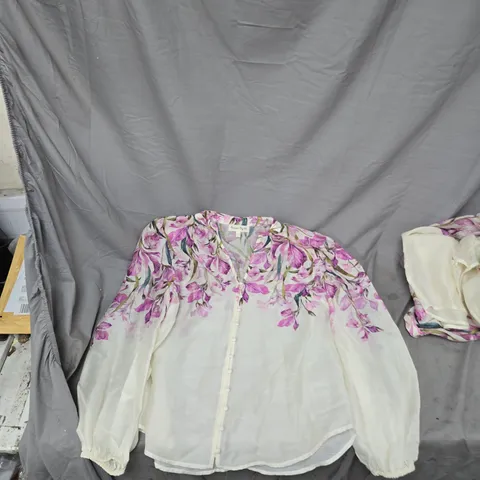 PHASE EIGHT WOMEN'S FLORAL BLOUSE – CREAM WITH PINK FLOWERS, UK 12