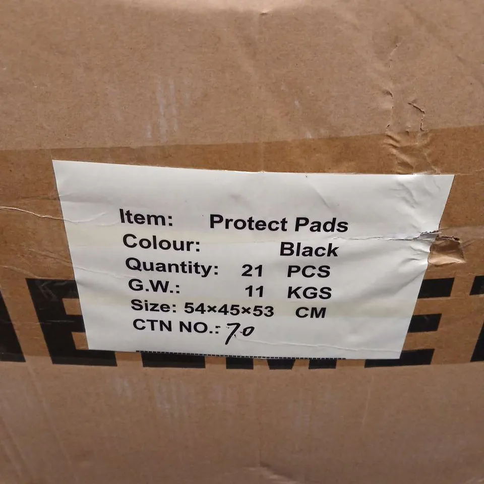 BOX OF APPROXIMATELY 20 PROTECTION PAD SETS IN BLACK