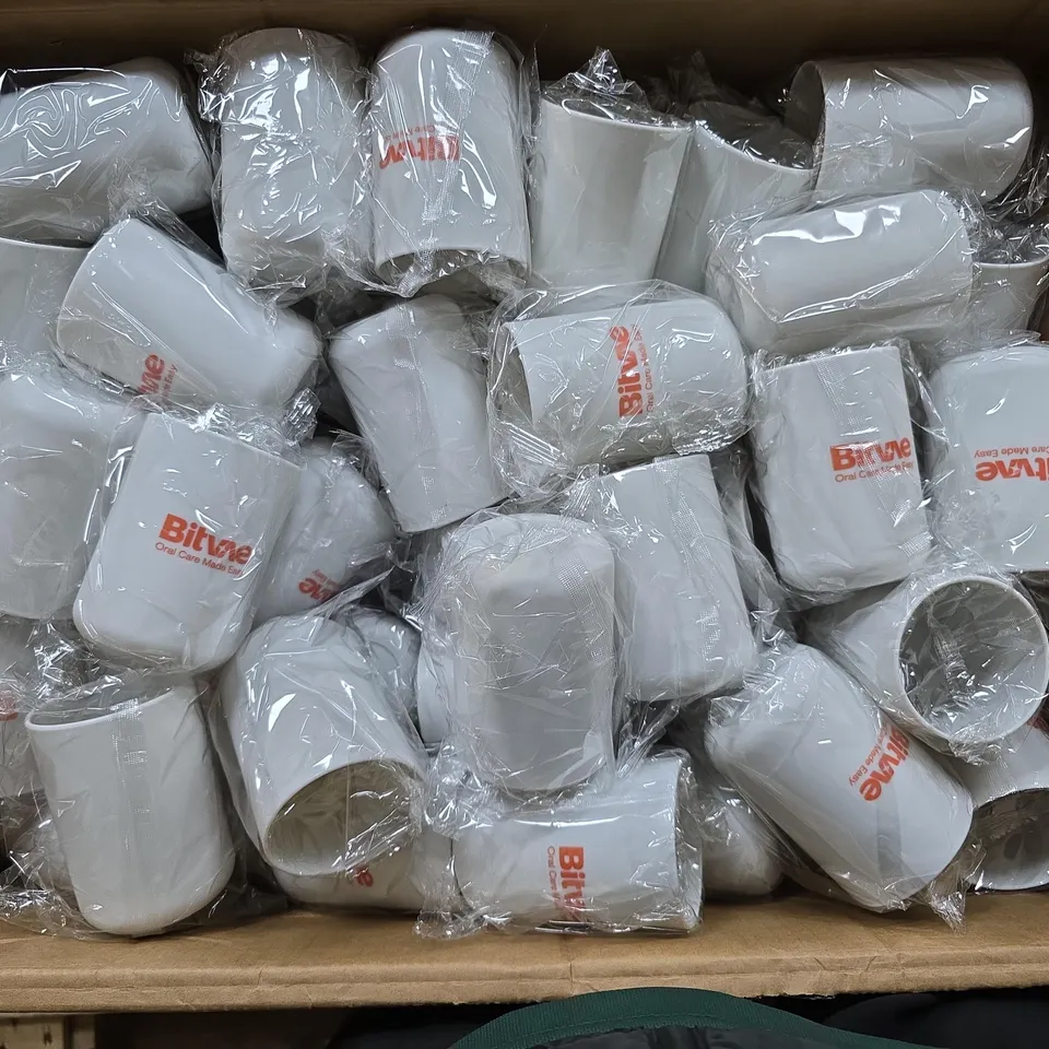 APPROXIMATELY 250 BITVAE GARGLE CUPS IN WHITE