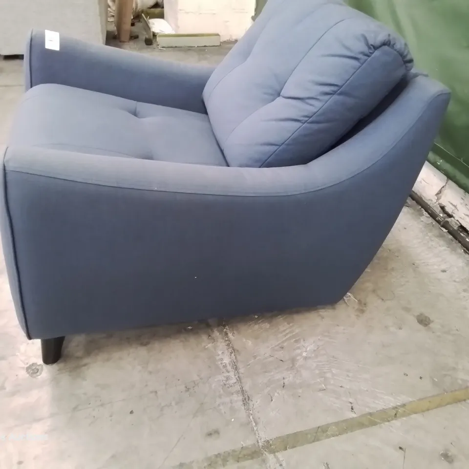 QUALITY BRITISH DESIGNER & MANUFACTURED G PLAN EDWARD MANUAL RECLINING EASY CHAIR FESTIVAL INK FABRIC 