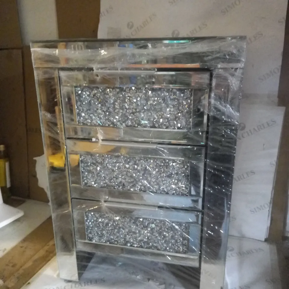 BOXED UNBRANDED MIRRORED BEDSIDE TABLE - COLLECTION ONLY