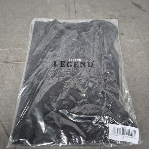 LEGEND LONDON PREMIUM BASICS T-SHIRT WITH LOGO – WASHED GREY – SIZE L