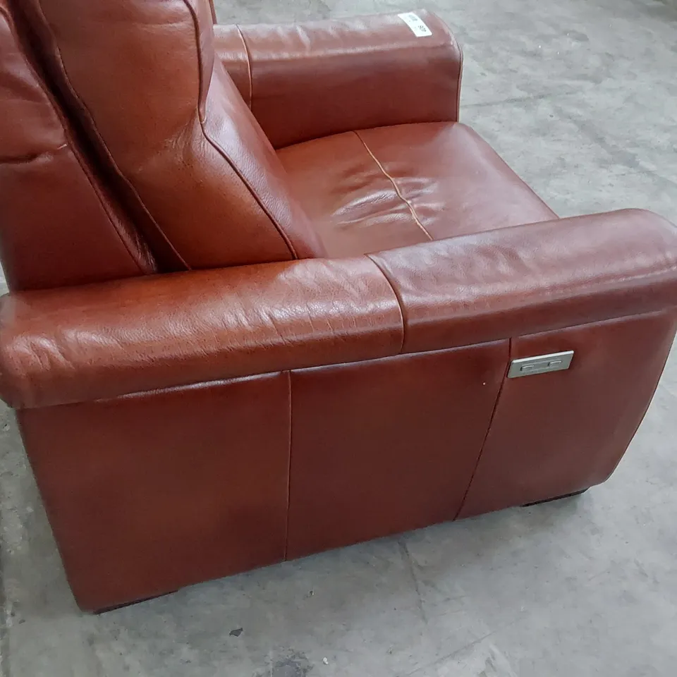 QUALITY ITALIAN DESIGNER ADRIANO POWER RECLINING EASY CHAIR TAN LEATHER 