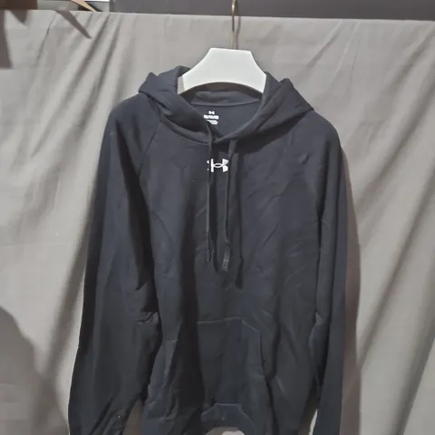 UNDER ARMOUR HOODIE – BLACK, PULLOVER WITH DRAWSTRING HOOD SIZE XL