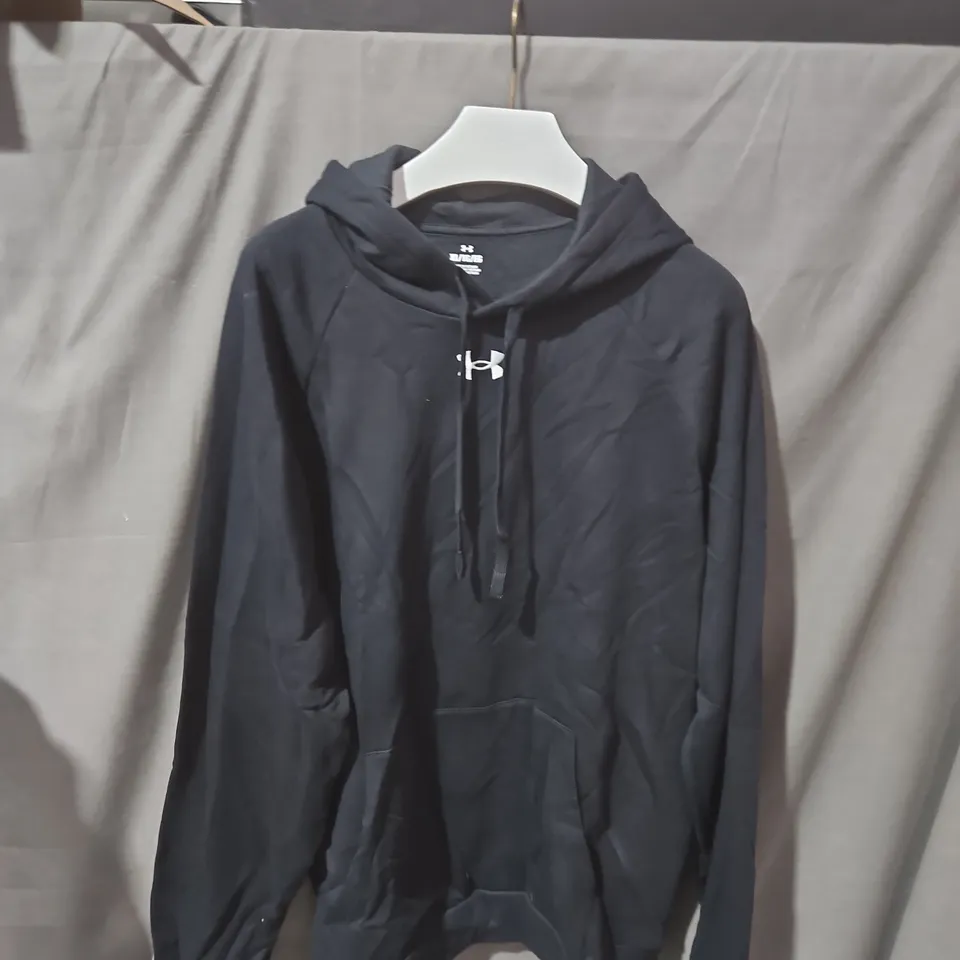 UNDER ARMOUR HOODIE – BLACK, PULLOVER WITH DRAWSTRING HOOD SIZE XL