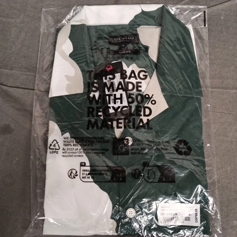 BAGGED TED BAKER LONDON KIDS' FLORAL SHIRT – DARK GREEN (DK-GREEN), UK SIZE 4