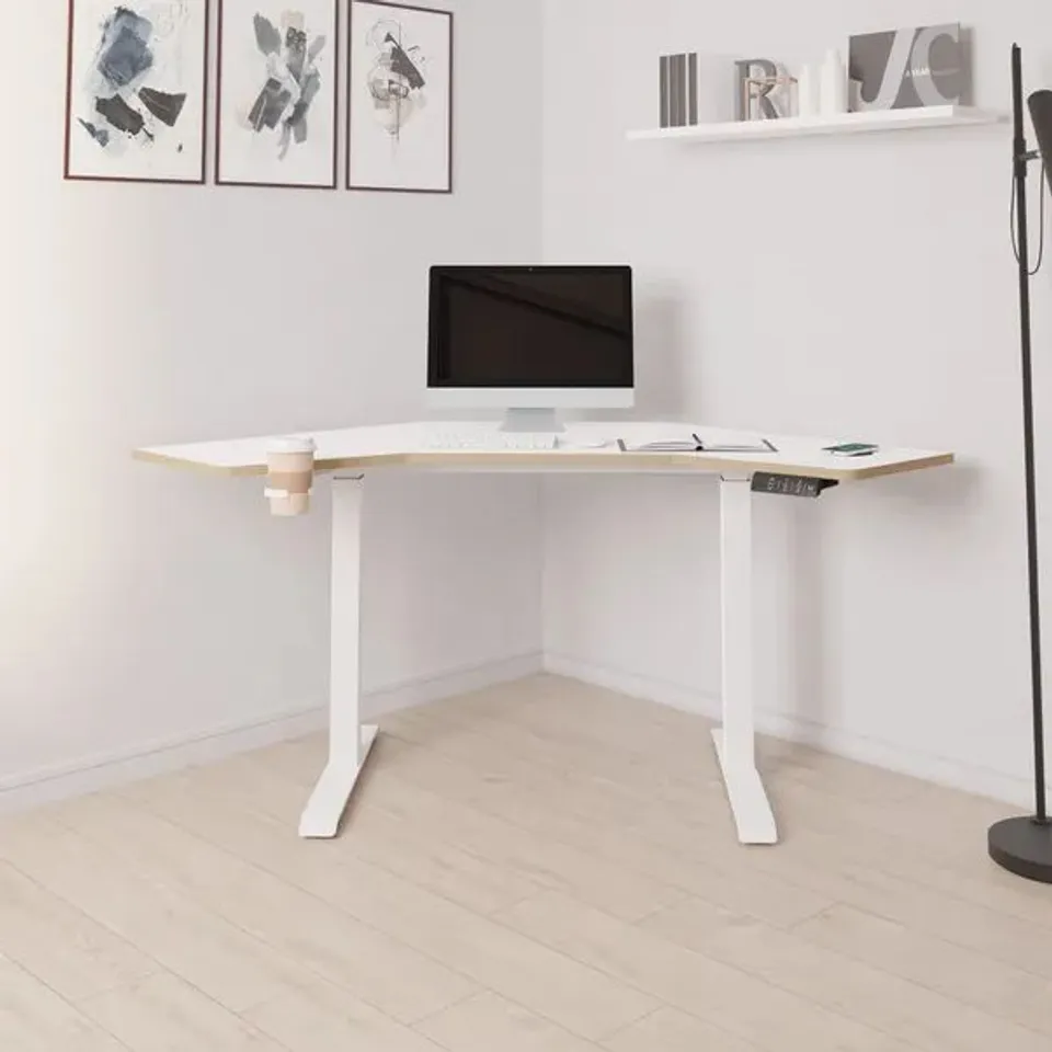 BOXED GINO SMART CORNER DESK - WHITE (1 BOX)