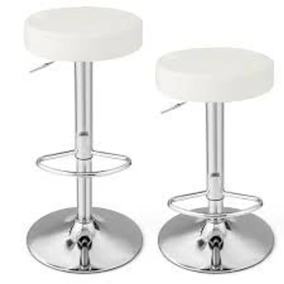 BOXED HEIGHT ADJUSTABLE BAR STOOL SET OF 2 WITH FOOTREST - WHITE (1 BOX)