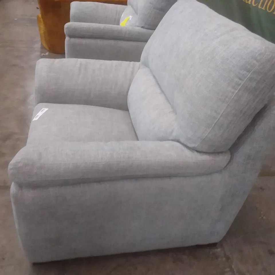 QUALITY DESIGNER VIRGINIA CHAIR WITH SMALL ARMS - LIGHT GREY FABRIC