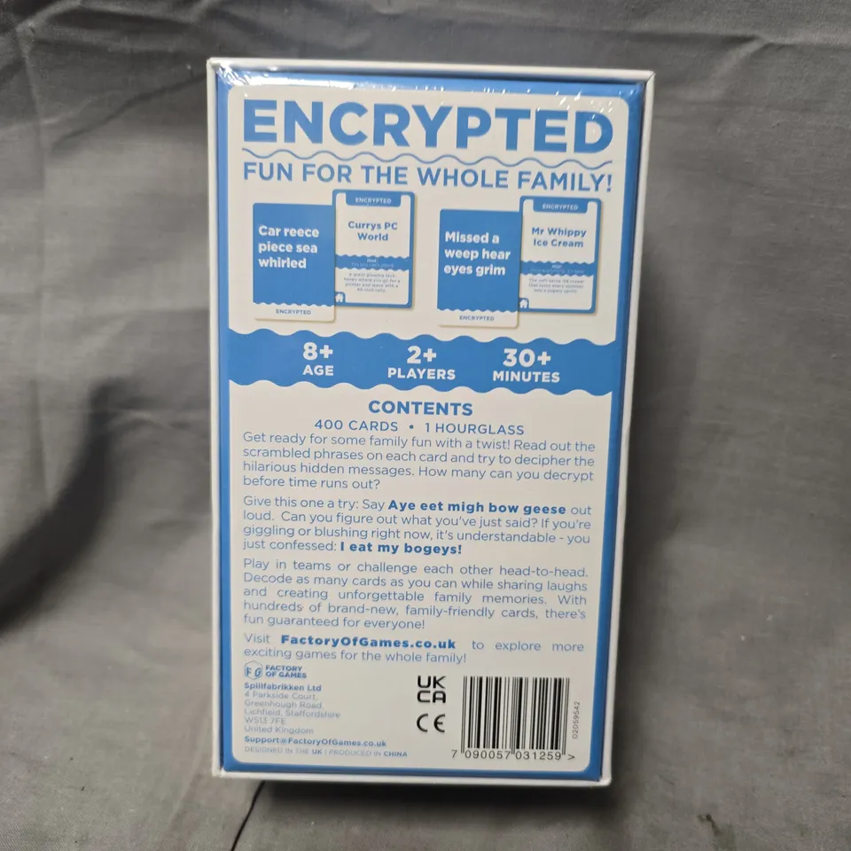 SEALED ENCRYPTED FAMILY WORD-GUESSING CARD GAME BY FACTORY OF GAMES (UK)