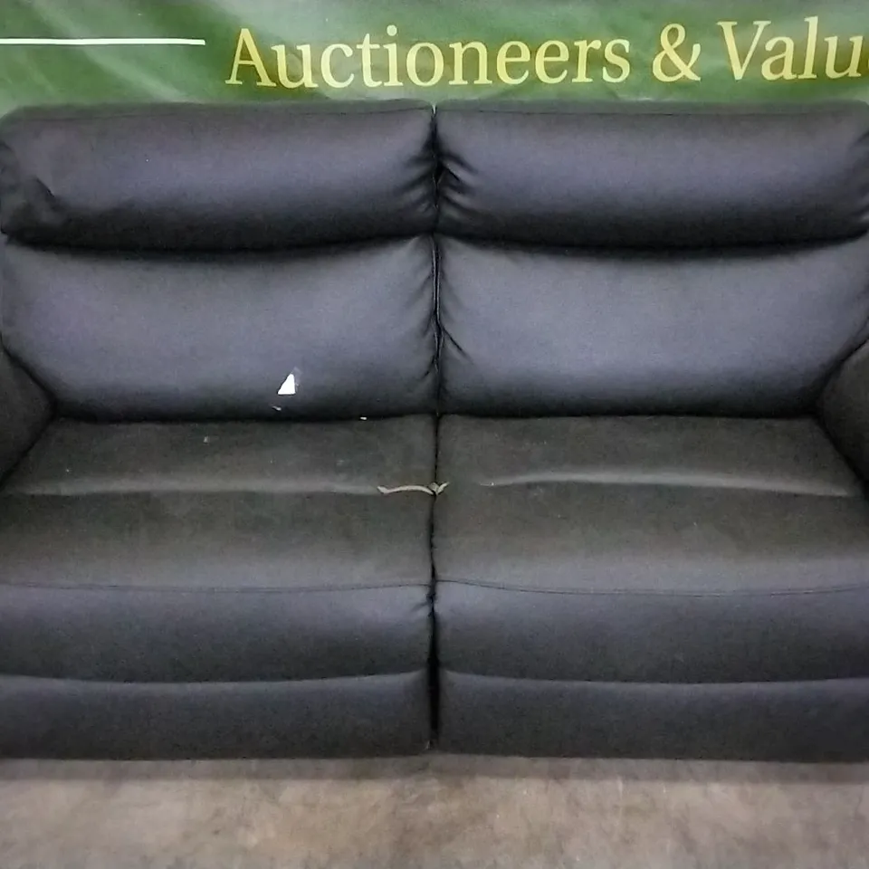 DESIGNER MANUAL RECLINER 3 SEATER SOFA BLACK LEATHER
