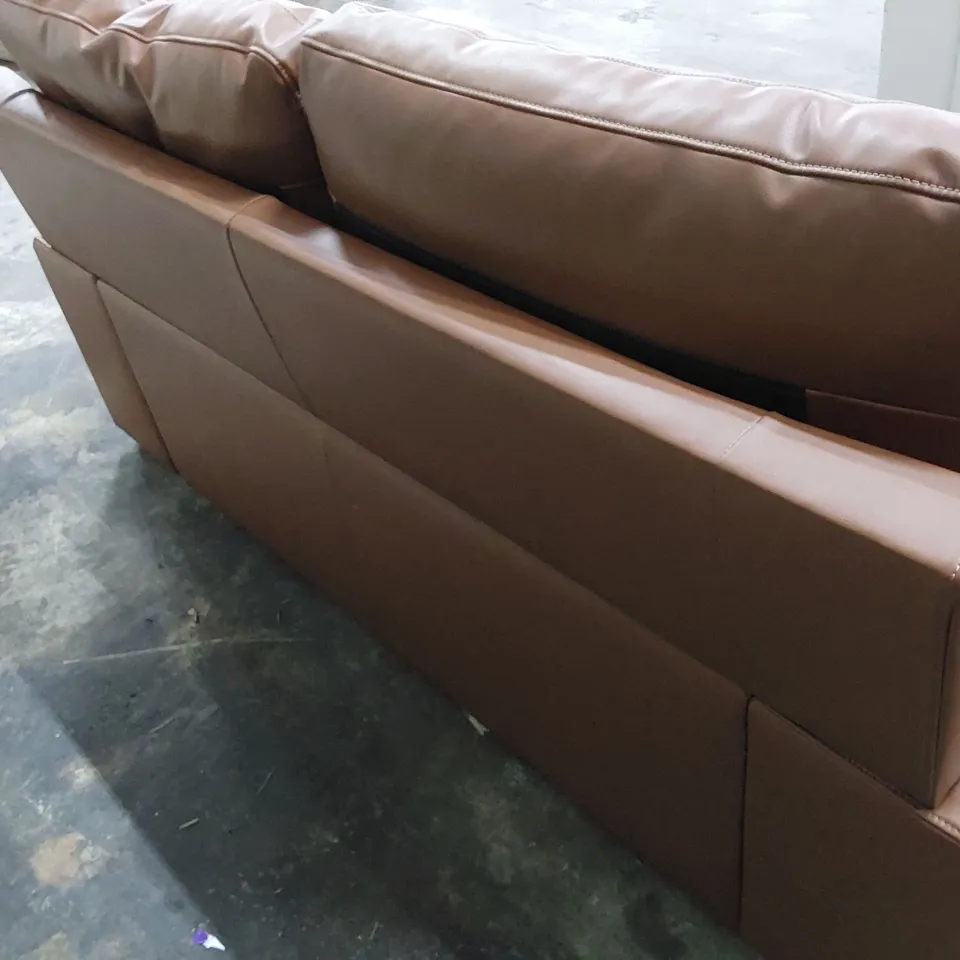DESIGNER TWO SEATER SOFA TAN LEATHER 