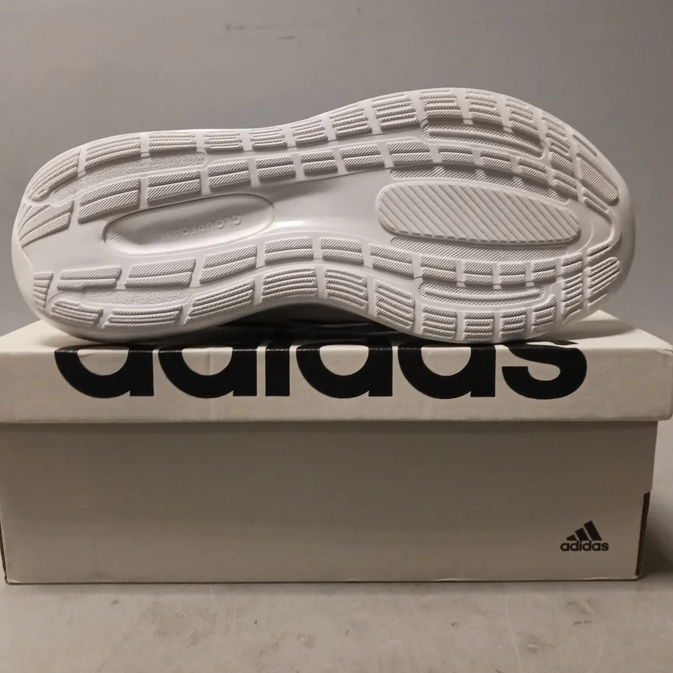 BOXED PAIR OF ADIDAS RUNFALCON 3.0 SHOES IN WHITE/BLACK/LIME/BLUE UK SIZE 5