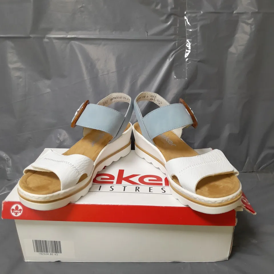 RIEKER WEDGE BUCKLE SANDALS BLUE SIZE 5