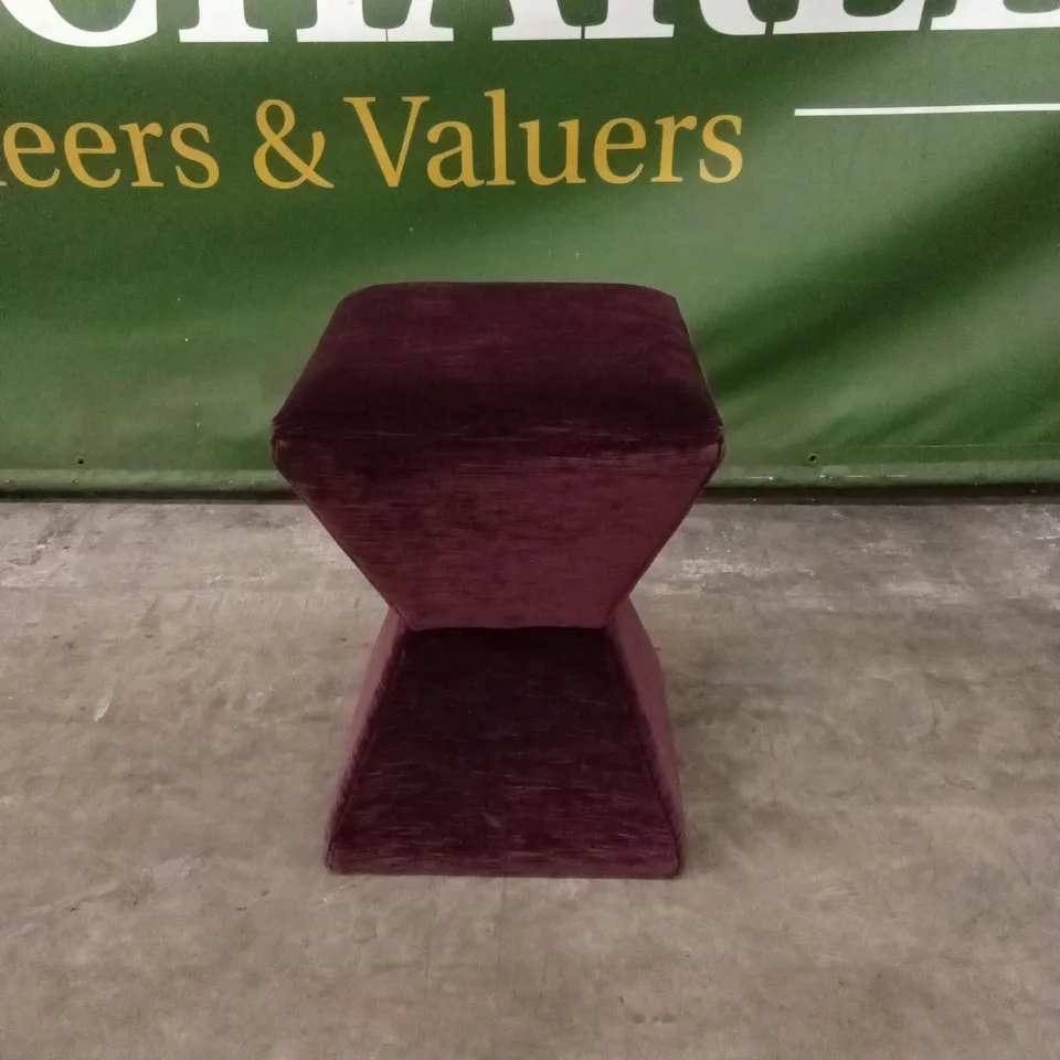 QUALITY DESIGNER RETRO STYLE FABRIC OTTOMAN IN DEEP PURPLE