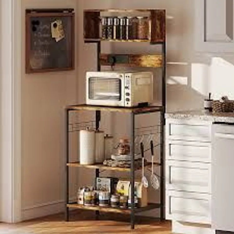 Boxed Baker rack, microwave stand with power outlet 