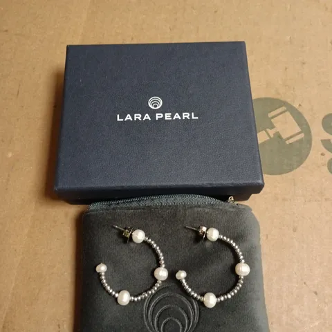 LARA PEARL PEARL HOOP EARRINGS – SILVER-TONE WITH FAUX PEARLS