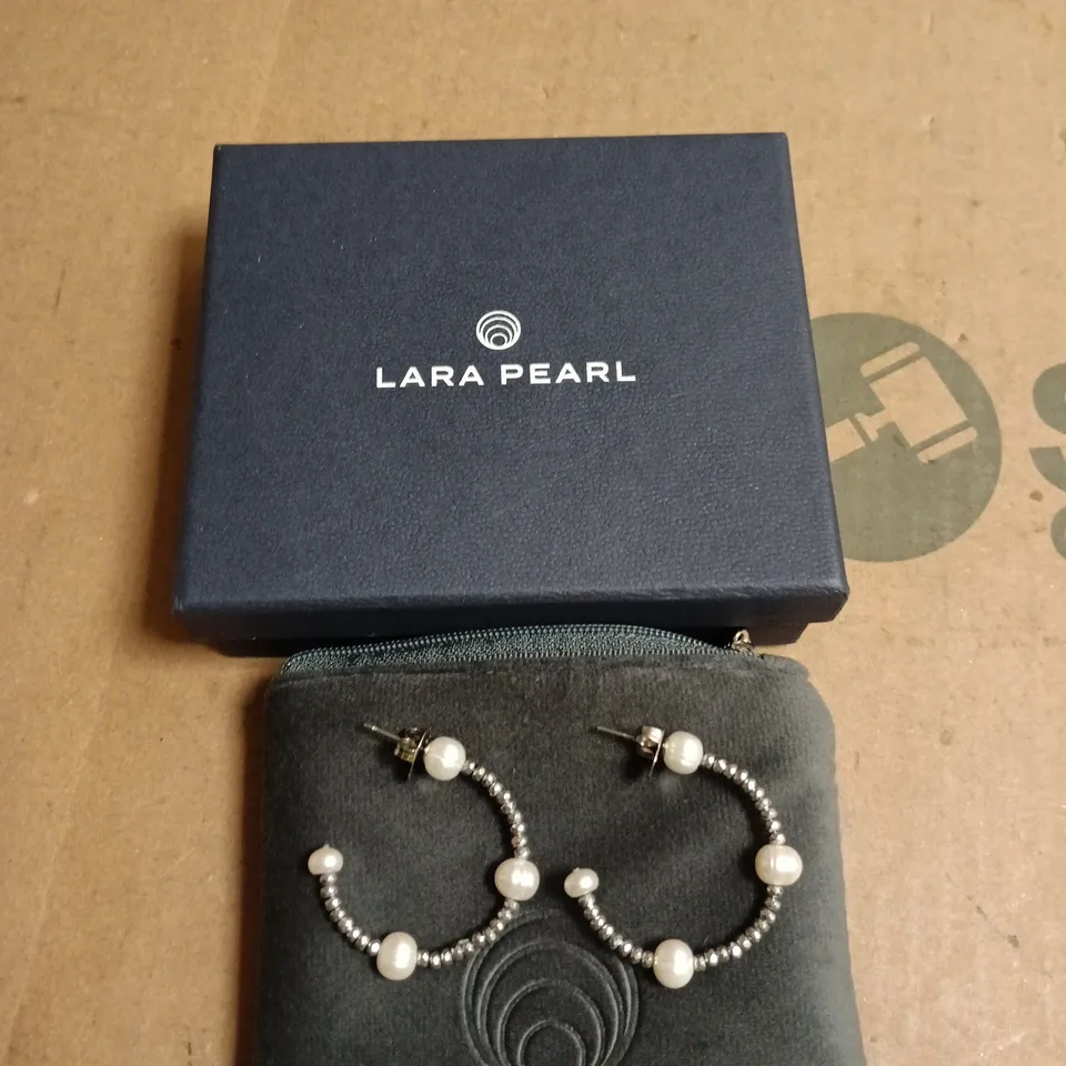 LARA PEARL PEARL HOOP EARRINGS – SILVER-TONE WITH FAUX PEARLS