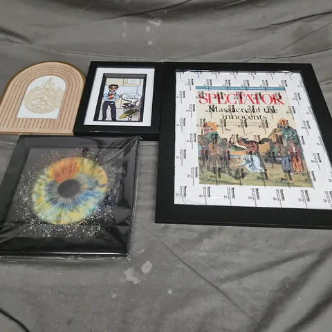 LOT OF 4 ASSORTED FRAMED ARTWORKS - COLLECTION ONLY