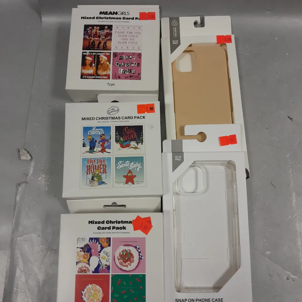 APPROXIMATELY 30 ASSORTED HOUSEHOLD PRODUCTS TO INCLUDE PHONE CASES & CHIRSTMAS CARDS