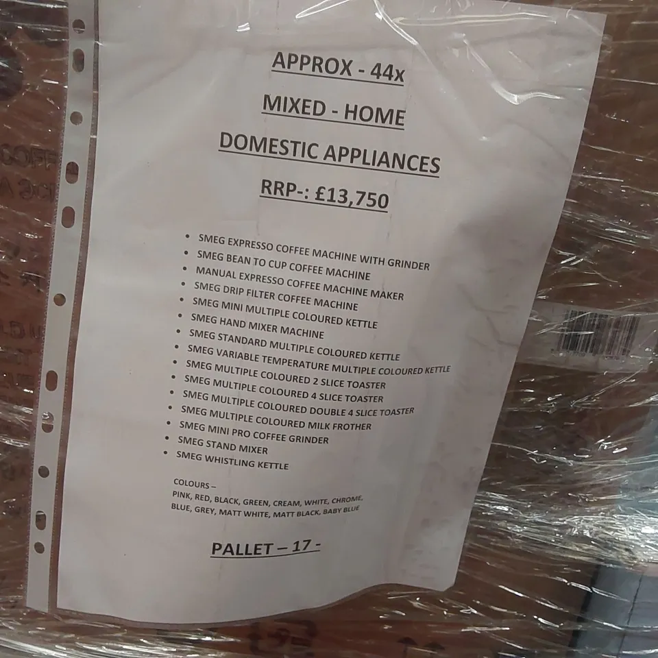 PALLET CONTAINING APPROXIMATELY 44x MIXED HOME DOMESTIC APPLIANCES