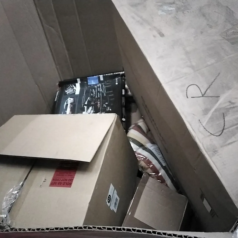 PALLET OF ASSORTED ITEMS INCLUDING REUPHO FOOT MASSAGER, D&Q ARCHERY, CUSTOM SABER, ELECWISH, M-DESIGN 4-TIER GLASS SHELF, AIR MULTIPLIER TOWER FAN