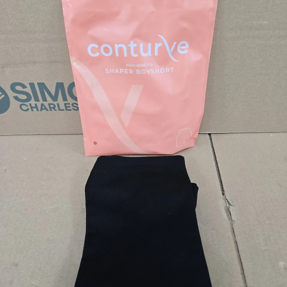 CONTURVE HIGH WASTED SHAPER BOYSHORT IN BLACK - S