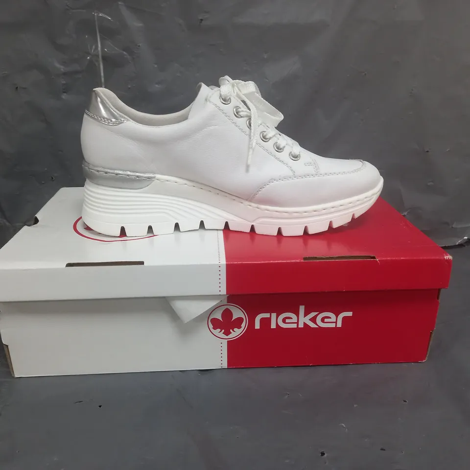 RIEKER WEDGE PLATFORM TRAINERS WHITE SIZE 6