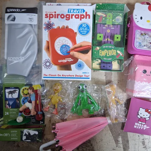 TOTE OF ASSORTED TOYS AND ACCESSORIES TO INCLUDE;