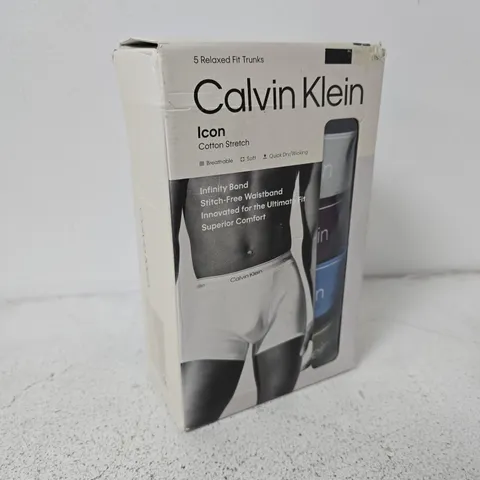 CALVIN KLEIN ICON COTTON STRETCH RELAXED FIT TRUNKS – 5 PACK (MEN'S UNDERWEAR) (UK L)