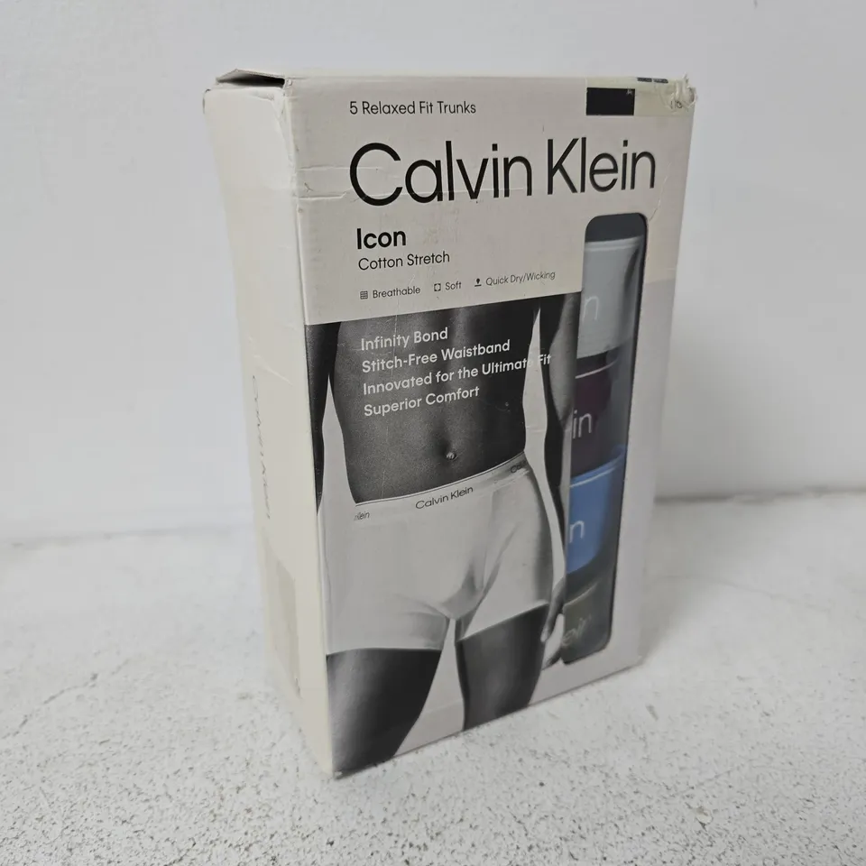 CALVIN KLEIN ICON COTTON STRETCH RELAXED FIT TRUNKS – 5 PACK (MEN'S UNDERWEAR) (UK L)