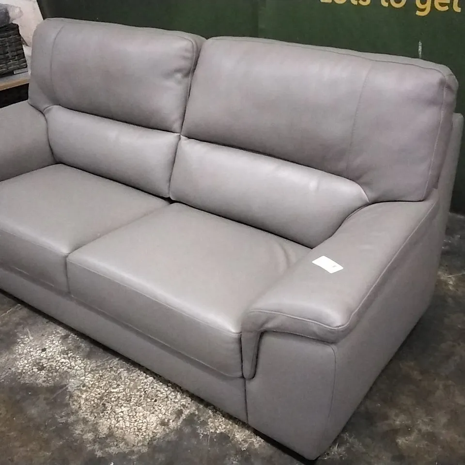 QUALITY ITALIAN DESIGNER VIRGILIO 3 SEATER SOFA IN ELEPHANT GREY LEATHER