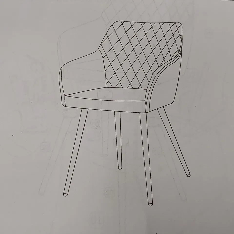 BOXED SET OF 2 DESIGNER DINING CHAIRS - GREY WITH BLACK LEGS (1 BOX)