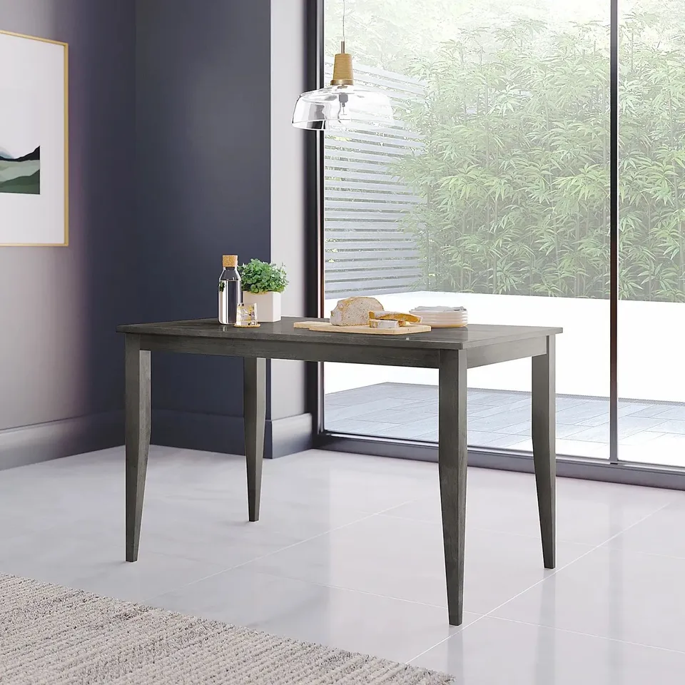 BOXED FINLEY GREY WOOD DINING TABLE 114cm