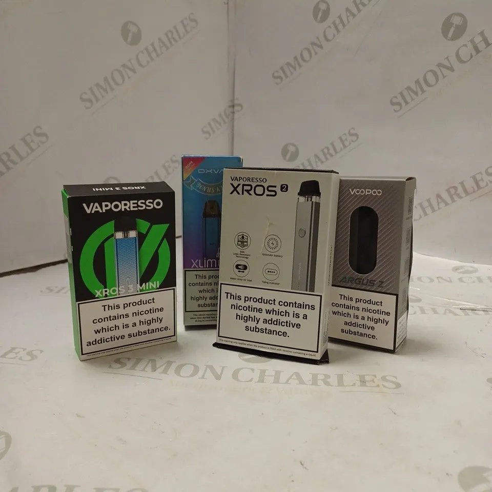 BOX OF APPROX 10 ITEMS TO INCLUDE VAPORESSO XROS 3 MINI, OXVA XLIM SE, VOOPOO ARGUS Z.