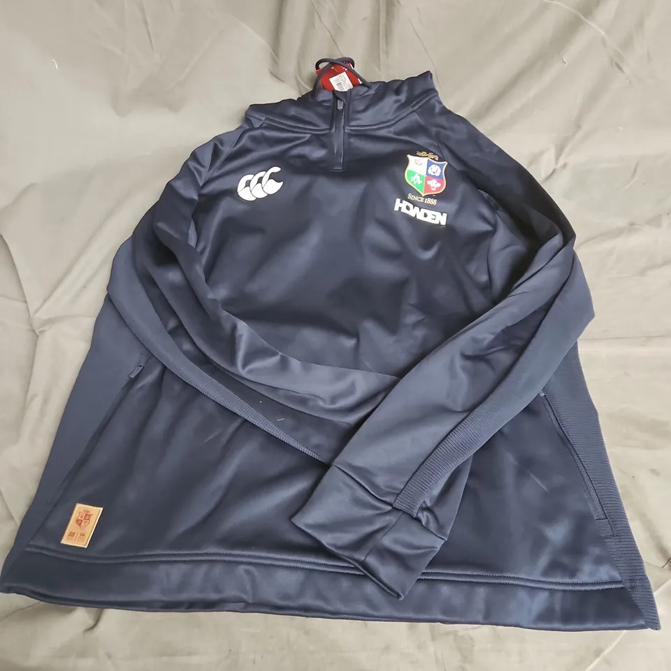 CANTERBURY BRITISH & IRISH LIONS 1/4 ZIP HOODY IN NAVY SIZE 2XL
