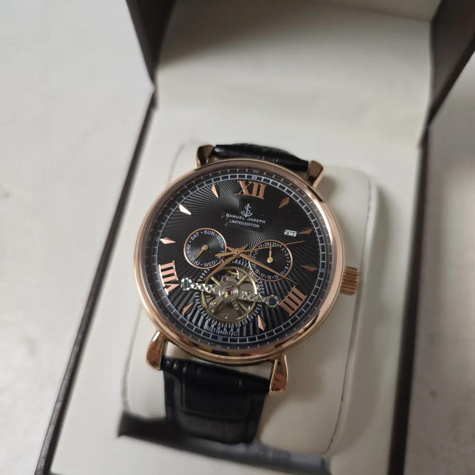 BOXED SAMUEL JOSEPH AUTOMATIC LIMITED EDITION ROSEGOLD WATCH