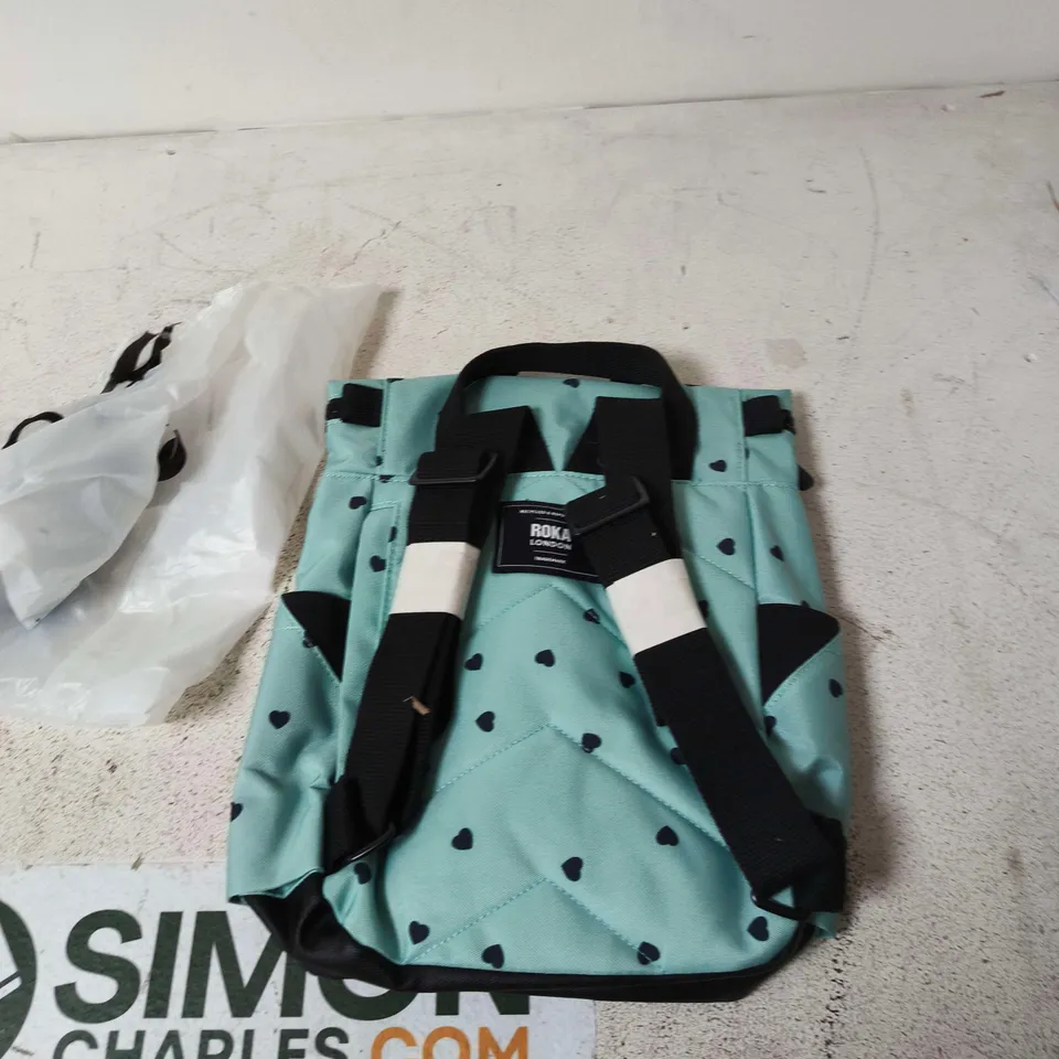 ROKA LONDON TEAL BACKPACK WITH HEART PRINT