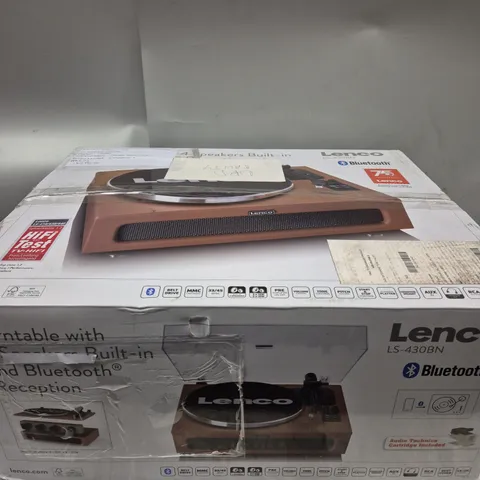 BOXED LENCO LS-430BN BLUETOOTH TURNTABLE WITH BUILT IN SPEAKERS