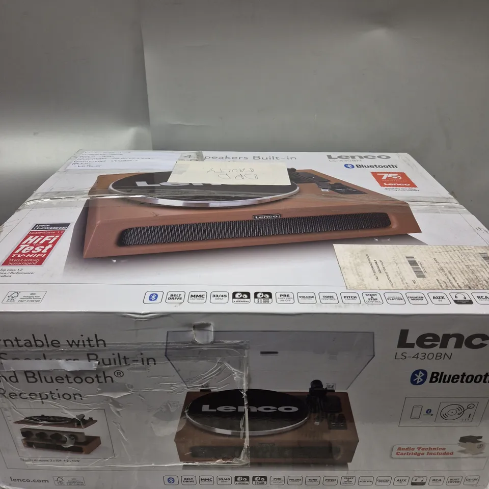 BOXED LENCO LS-430BN BLUETOOTH TURNTABLE WITH BUILT IN SPEAKERS 