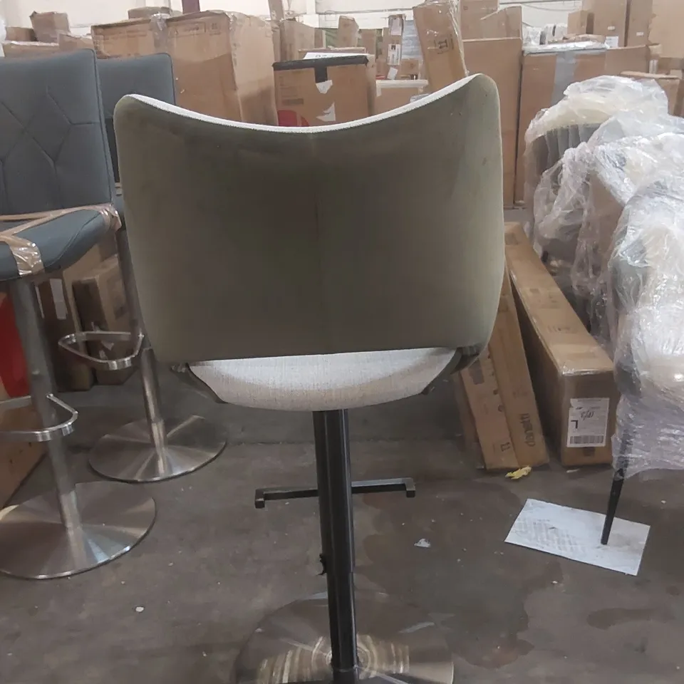 DANETTI BRONWYN NATURAL FABRIC AND OLIVE GREEN VELVET GAS LIFT BAR STOOL