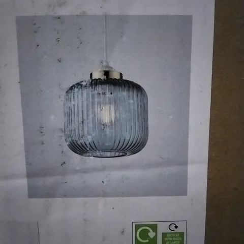 BOXED RILEY EASY FIT PENDANT SATIN BRUSHED GOLD EFFECT & NAVY GLASS SHADE 
