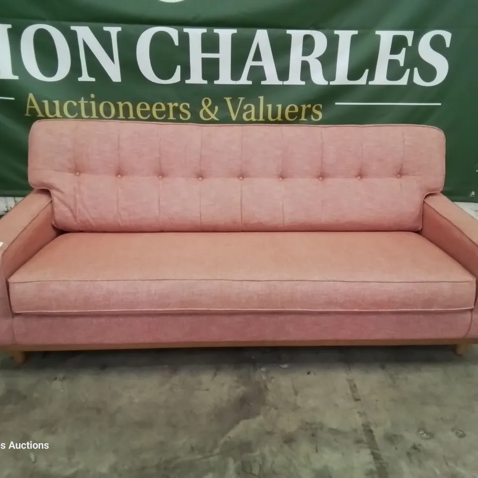 QUALITY BRITISH DESIGNER & MANUFACTURED G PLAN VINTAGE 59 LARGE SOFA FIZZLE RHUBARB FABRIC