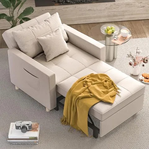 BOXED EMMA-LEIGH 1 SEATER FOLD OUT UPHOLSTERED SOFA BED (2 BOXES)