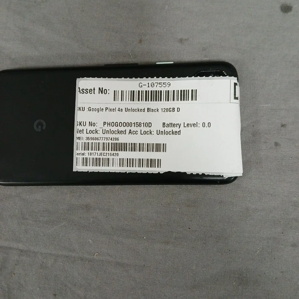 GOOGLE PIXEL 4A – UNLOCKED – BLACK – 128GB. POWERS ON